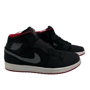 Nike Air Jordan 1 Mid Black Cool Grey Gym Red RARE 554724-004 Size 10.5